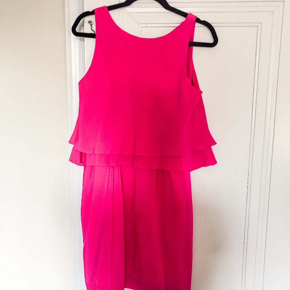 Amanda Uprichard Silk Mini Dress in Hot Pink - Picture 2 of 6